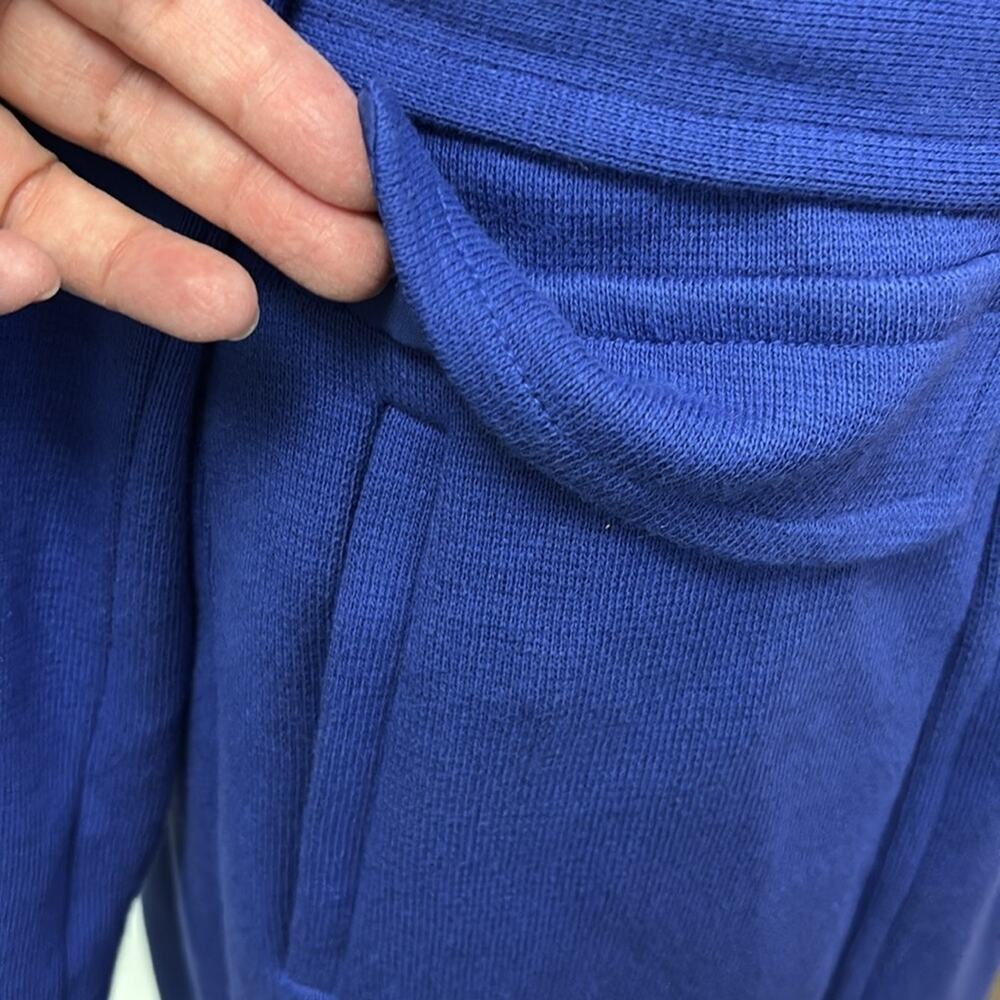 INC coat double breasted women size M 100% cotton beautiful blue waist tie - Picture 6 of 11